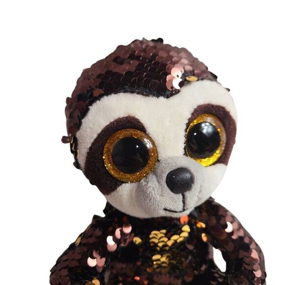TY FLIPPABLES Beanie Boos - DANGLER the Sequin Sloth Medium 9" - Picture 2 of 5